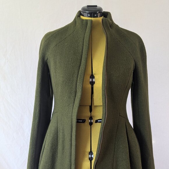 Nanette Lepore Jackets & Blazers - NWT | Nanette Lepore "Skyscape" Olive 100% Wool Coat | Size 10